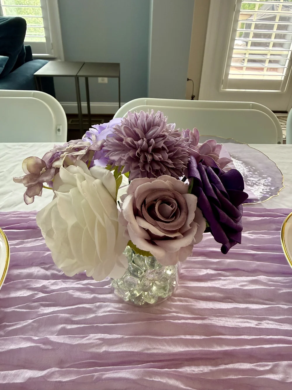 Artificial Lavender & Purple Floral Arrangement - Home/Wedding/Event Centerpiece